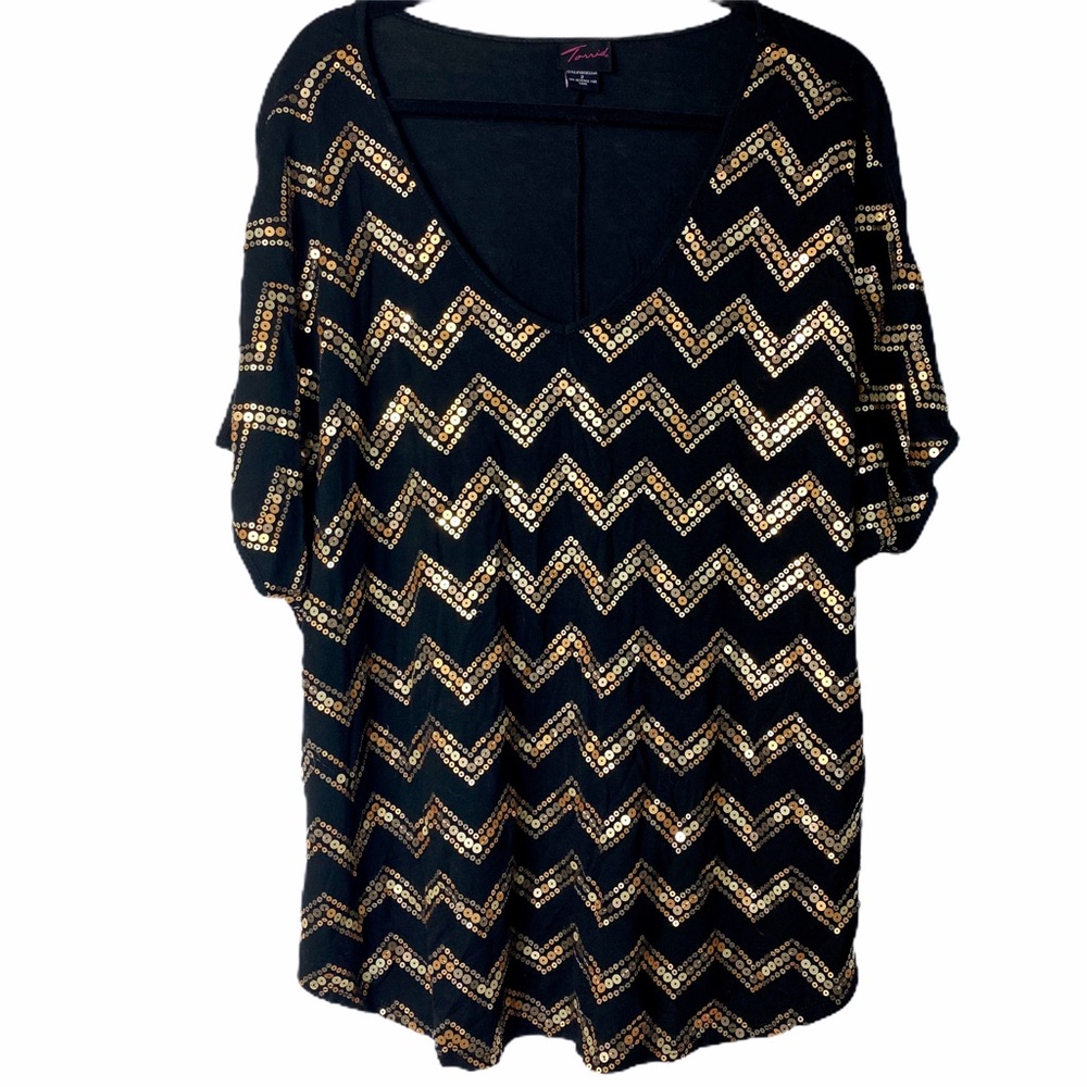 Torrid Chevron Sequin Top Size 2